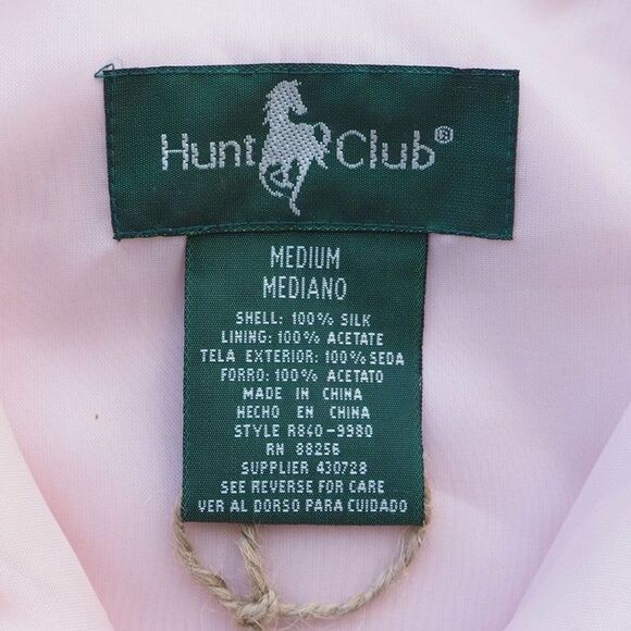 Hunt Club Vintage 80s 90s Silk Full Zip Jacket Pale Pink / Cream Women's M - Picture 3 of 8